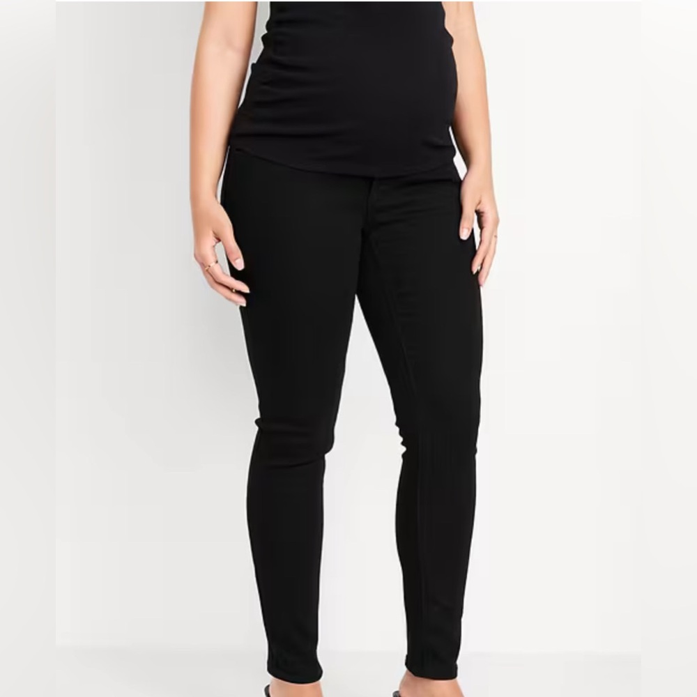 Old Navy Women's maternity Black full panel stretch Skinny Jeans size 6 Short